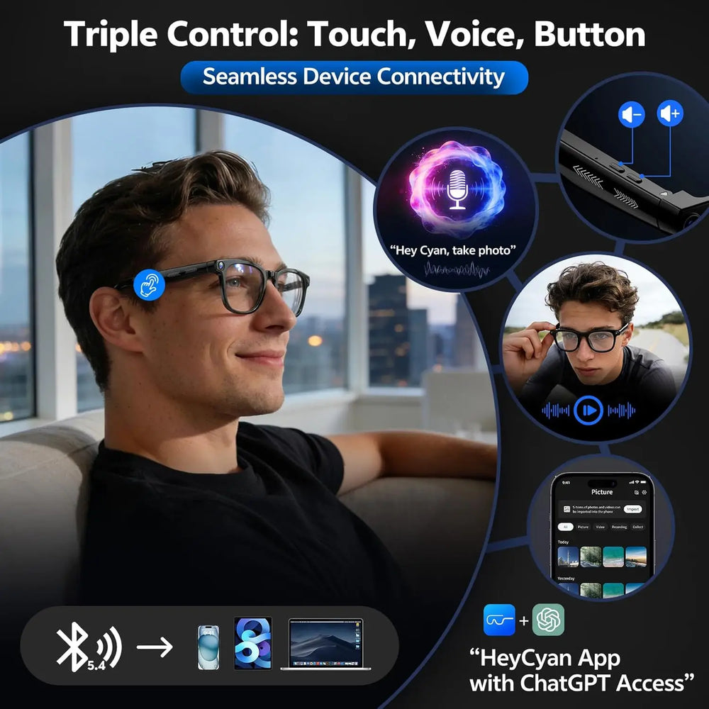 800W AI Camera Smart Glasses with Bluetooth Calling | Braviixx