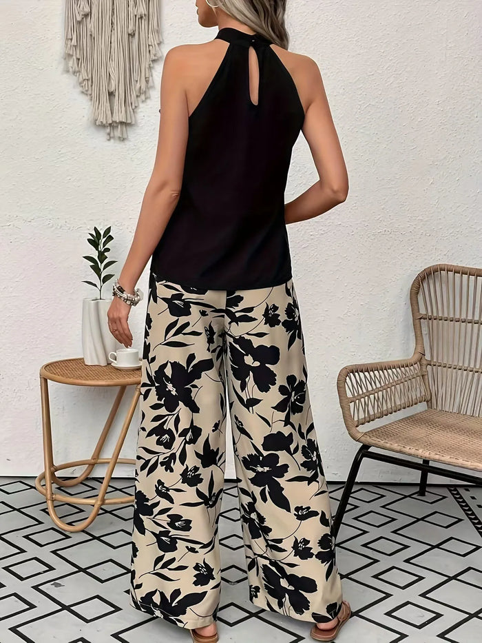 Women's 2026 Printed Wide Leg Pants Casual Elastic Waist Long Trousers Comfortable Fashion Plus Size Women's Clothing
