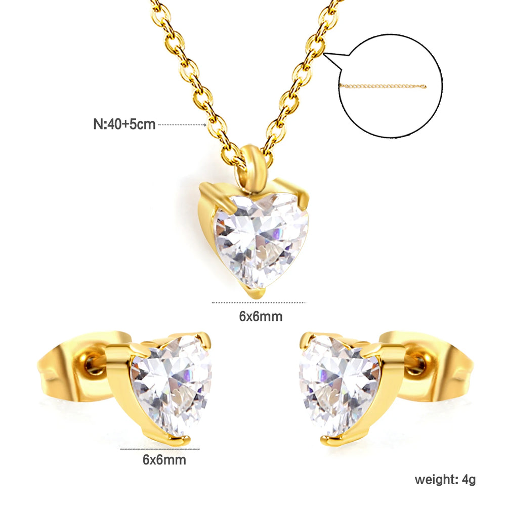 Cubic Zirconia Necklace & Earrings Set | Braviixx