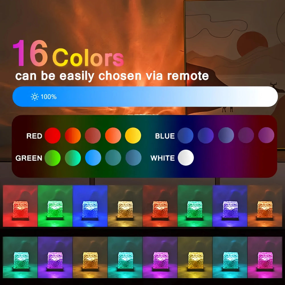 Water Ripple LED Projector Lamp | 16 Colours & USB Remote Control | Braviixx