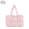 Women's Quilted Plaid Large Capacity Tote Shoulder Bag