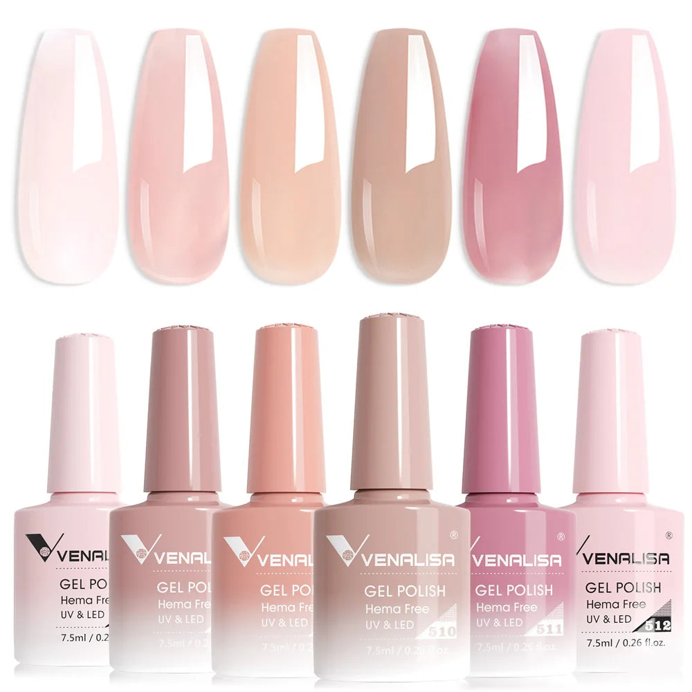 6-Piece UV/LED Gel Nail Polish Kit | 14 Color Sets | Braviixx
