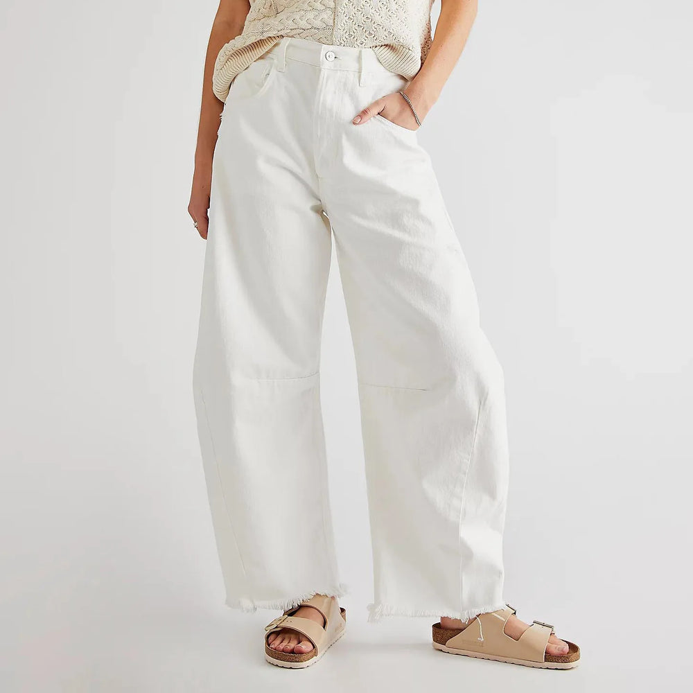 Women's Wide Leg Jeans New Style 2026 Summer New High Waist Loose Raw Edge Trousers