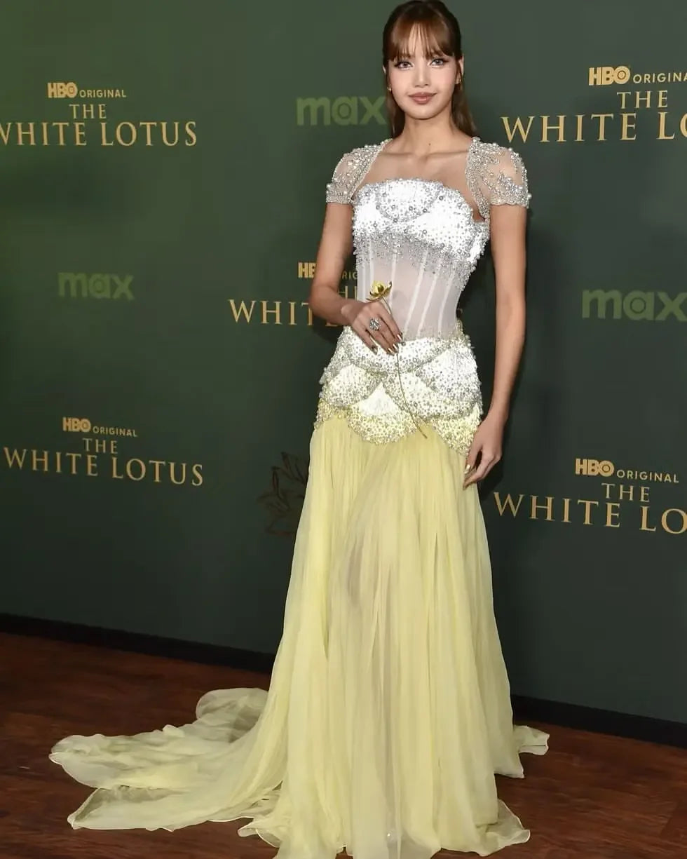 Embellished Illusion Evening Gown | Flowing Skirt | Braviixx
