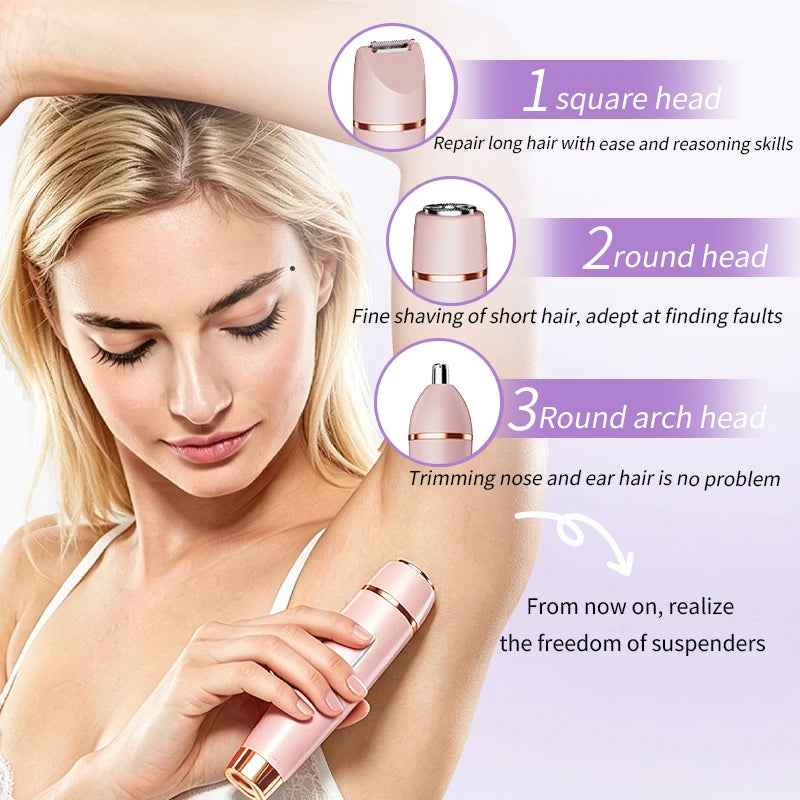 3-in-1 Women's Electric Shaver | Body, Face & Nose Trimmer | Braviixx
