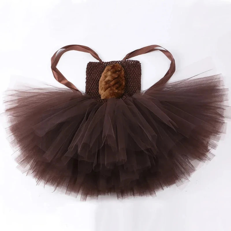 Girls' Brown Bear Tutu Costume Dress | Halloween & Party | 12M–12Y | Braviixx