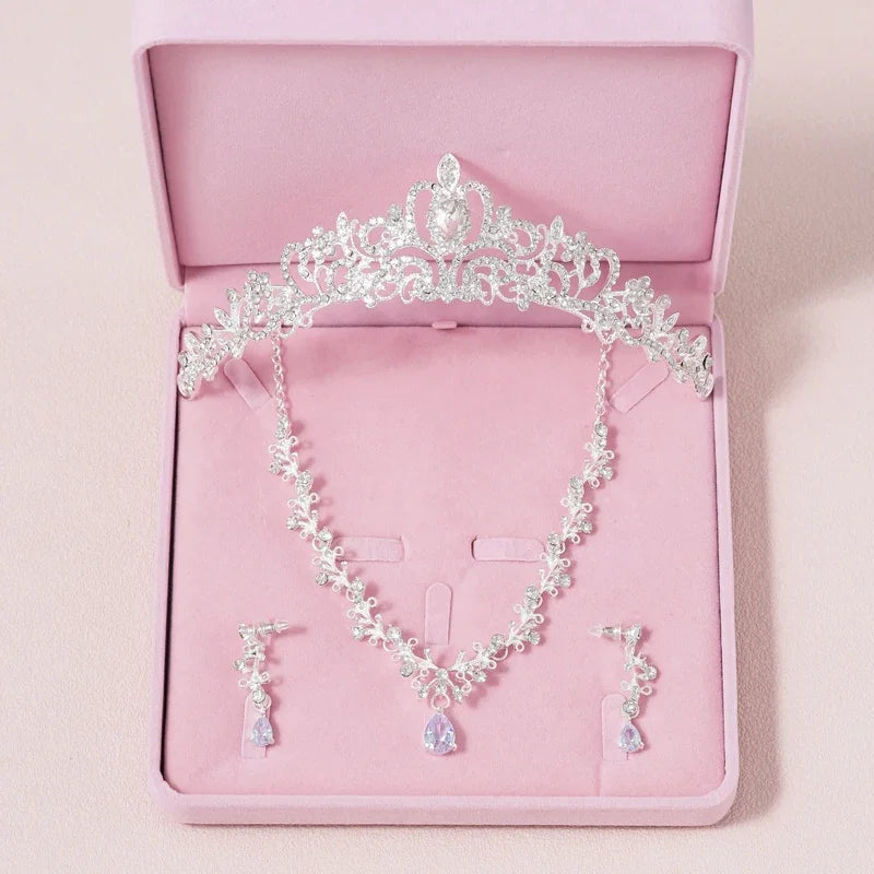 Bridal Crystal Jewellery Set | Tiara, Necklace & Drop Earrings | Braviixx