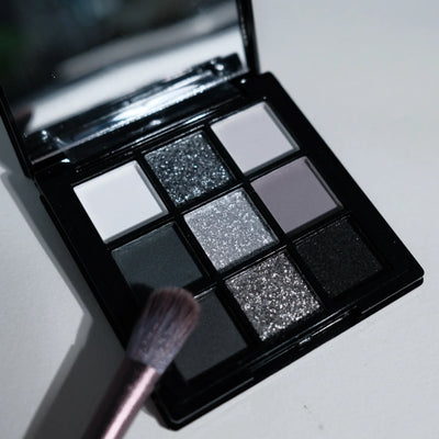 Black Swan 9-Shade Smoky Eyeshadow Palette | Silver Glitter & Matte, Long-Lasting