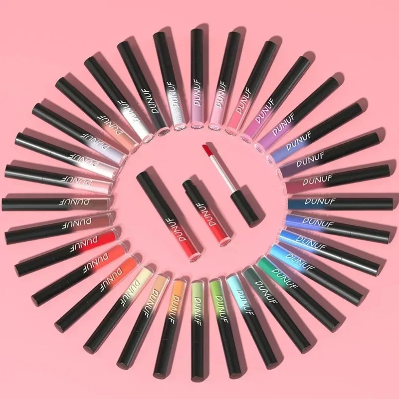 32 Color Lipstick Sexy Matte Long Lasting Lip Gloss Moisturizing Non-stick Cup Party Purple Blue Black Highly Pigments Lip Glaze