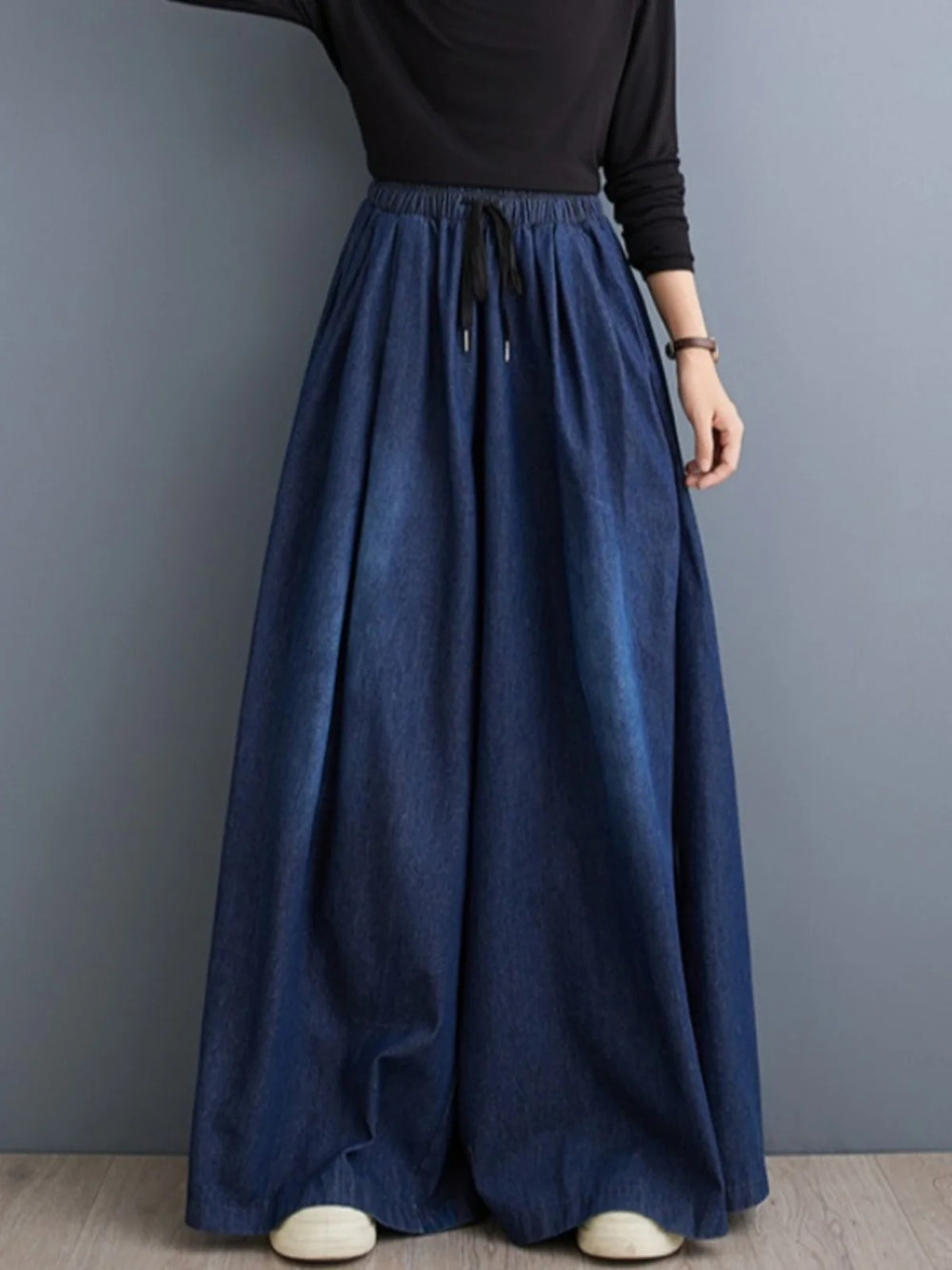 High Waist Wide Leg Denim Jeans Women Casual Artistic Skirt Pants Slimming Loose Wide Leg Pants Spring 2026 New Arrival