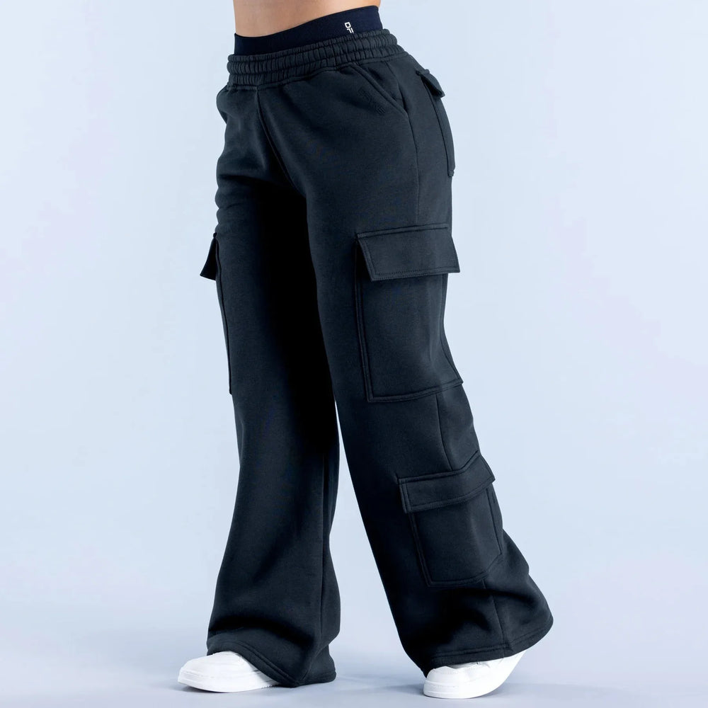 2026 Women‘s Wide Leg Cargo Pants Elastic Waistband with Large Pockets Casual Fitness Sportswear Y2k Long Pants