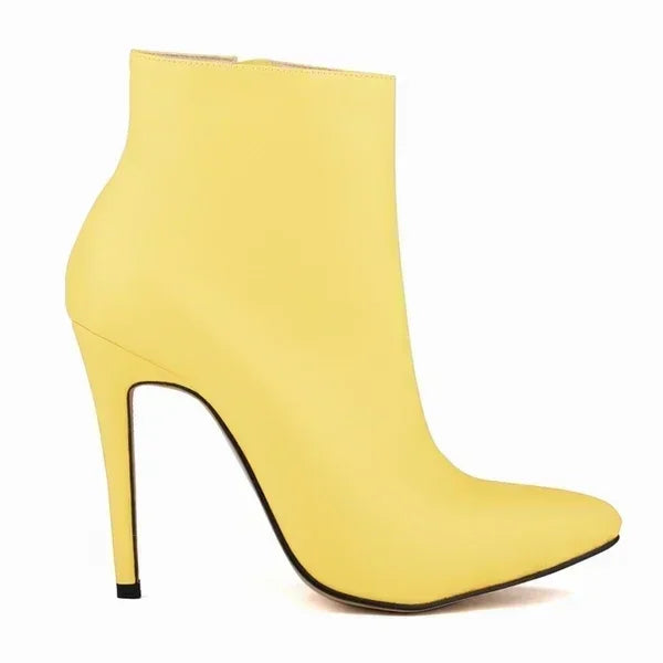 Women's Faux Fur Ankle Boots – Pointed Toe Side Zip Stiletto 11cm