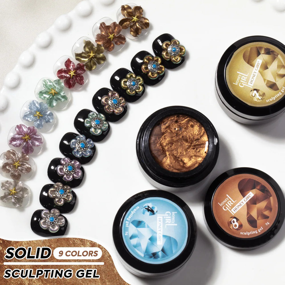 9-Color 5g 3D Nail Art Sculpting Gel Set | UV/LED Curing | Braviixx