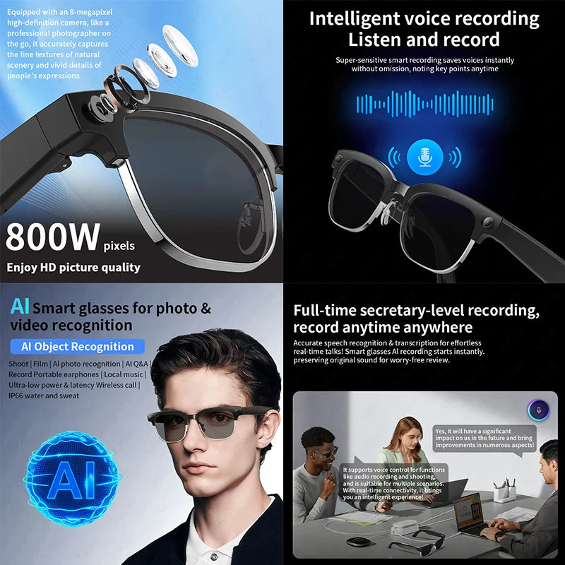 AI Color-Changing Camera Smart Glasses with Bluetooth Calling | Braviixx