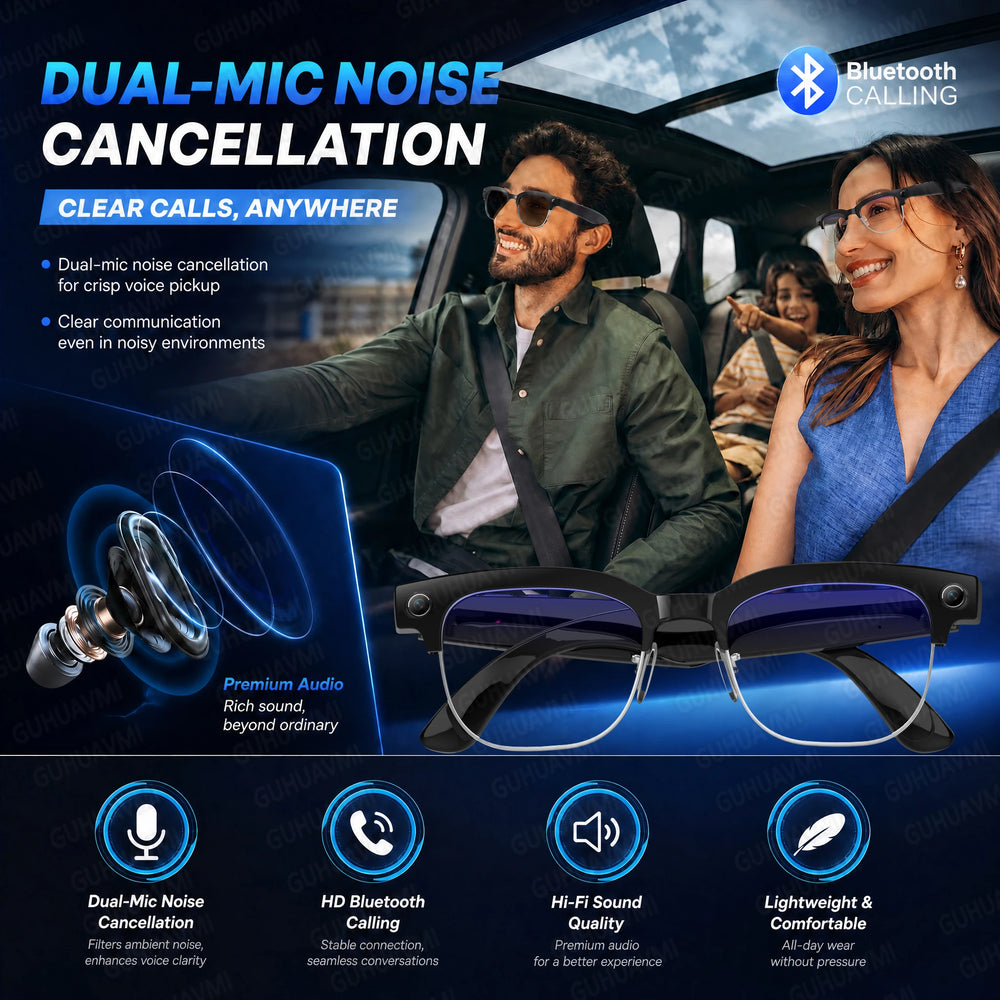 AI Smart Glasses with Dual 8MP Camera | AI Translation, Bluetooth Calling, Music & IP67 Waterproof Smart Sunglasses | Braviixx