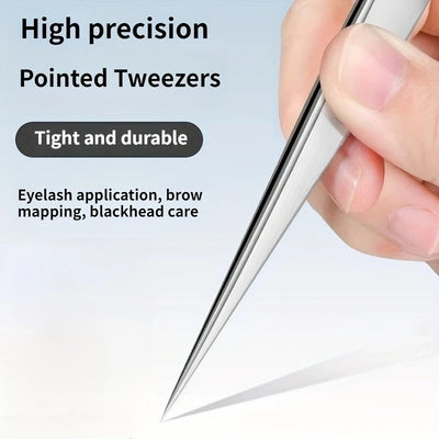 Stainless Steel Fine-Tip Precision Tweezers | Eyebrow Shaping · Hair Removal · Blackhead Extraction | Braviixx