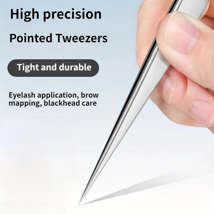 Stainless Steel Fine-Tip Precision Tweezers | Eyebrow Shaping · Hair Removal · Blackhead Extraction | Braviixx