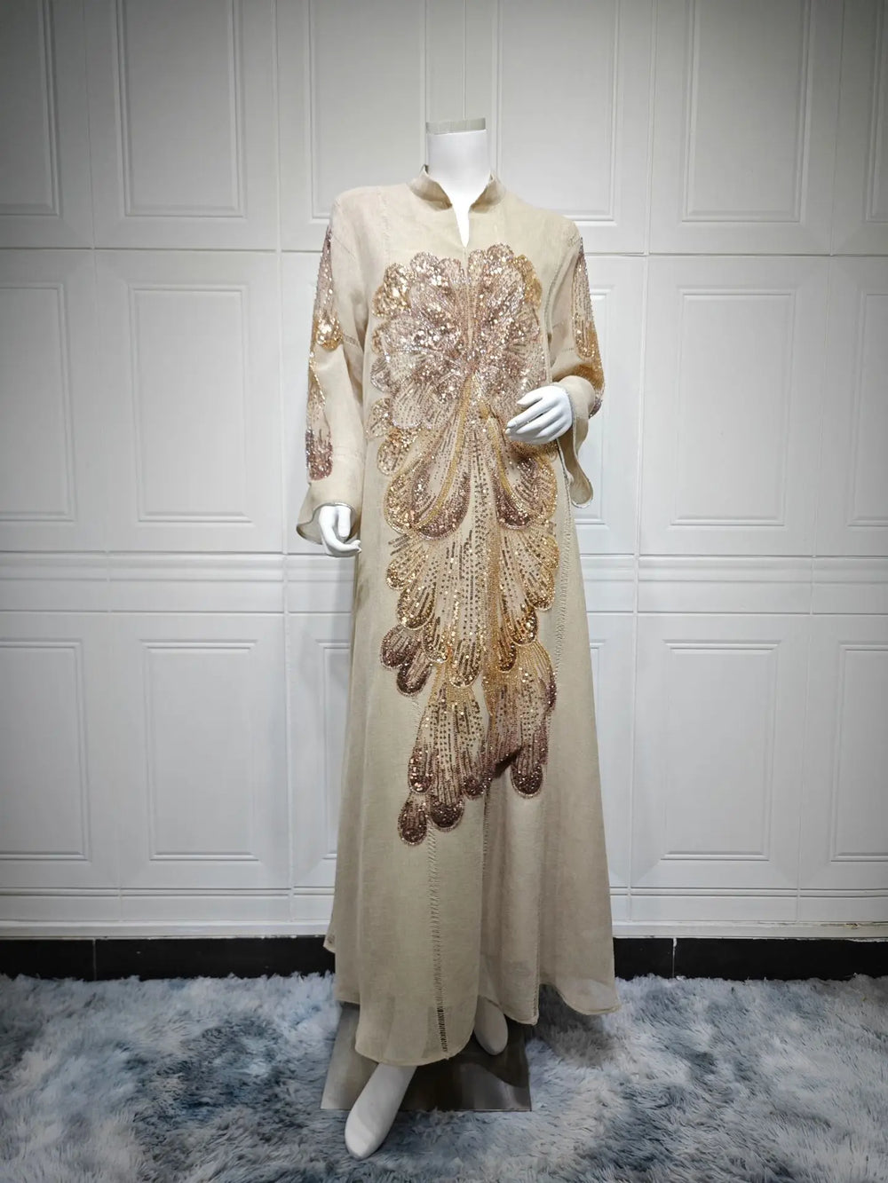 Sequin Embellished Abaya Dress | Long Sleeve Occasion Wear | Braviixx