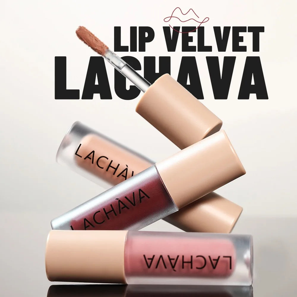 LACHAVA Velvet Matte Lip Mud 10 Shades Nude Lip Gloss Waterproof Long Lasting Pigmented Lipstick Non-stick Cup Makeup Cosmetics