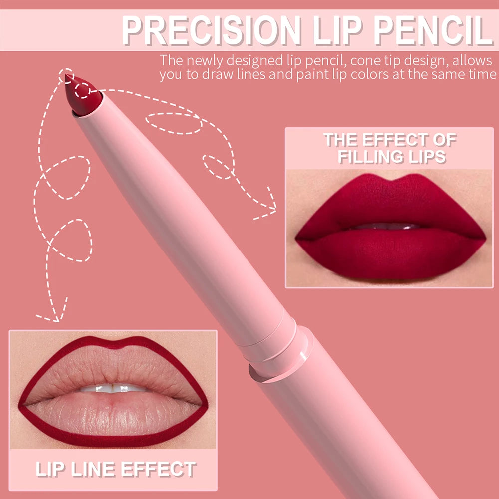 6-Piece Waterproof Long-Lasting Lip Liner Pen Set