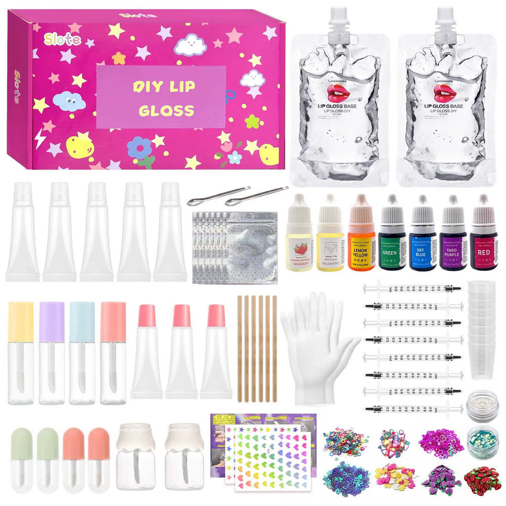 70-Piece DIY Lip Gloss Making Kit | Bases, Pigments & Filling Tools | Braviixx
