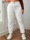 2026 Plus Size White Jeans for Women Straight Fitting Spring Autumn Full Length High Waist Stretchy 100kgs Denim Women Pants