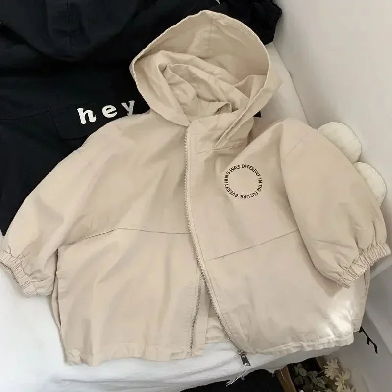 Kids’ Letter-Print Hooded Jacket | Braviixx