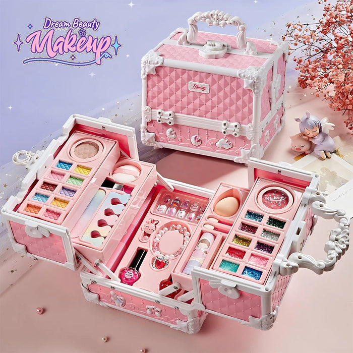 Kids Pretend Play Makeup Kit | Princess Cosmetic Toy Set with Mirror | Braviixx