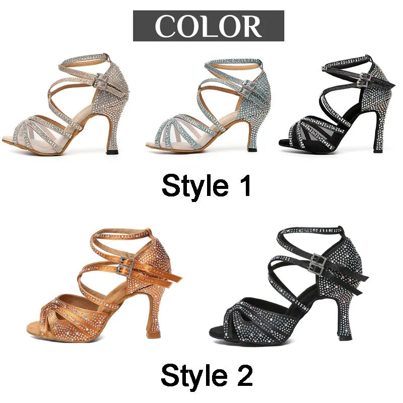 Women's Rhinestone Double-Buckle Dance Heels | Braviixx