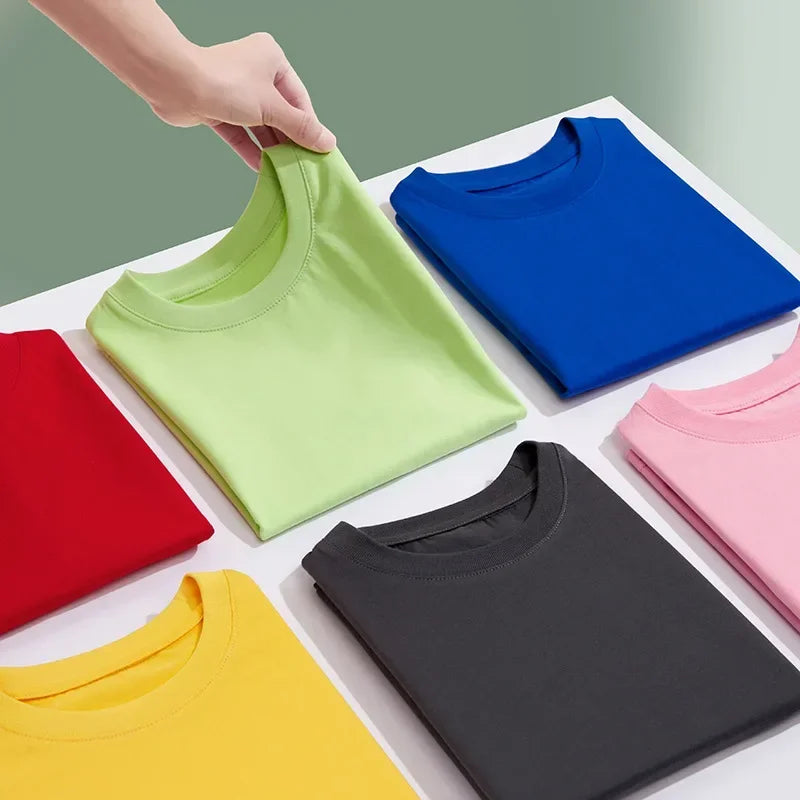 Boys T-shirts 2026 Summer Tops for Kids Short-sleeve Girls Tees Candy Color Children Shirts Cotton Teenager School Outfits