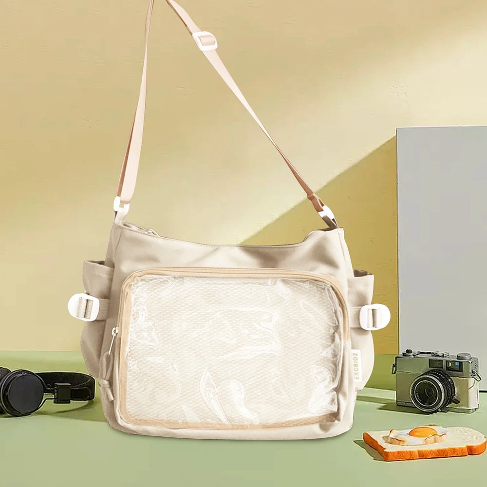 Women's Ita Bag | Japanese Style Shoulder Bag · Clear Window · Multi-Pocket | Black · Beige · Blue · Khaki · Red | Braviixx