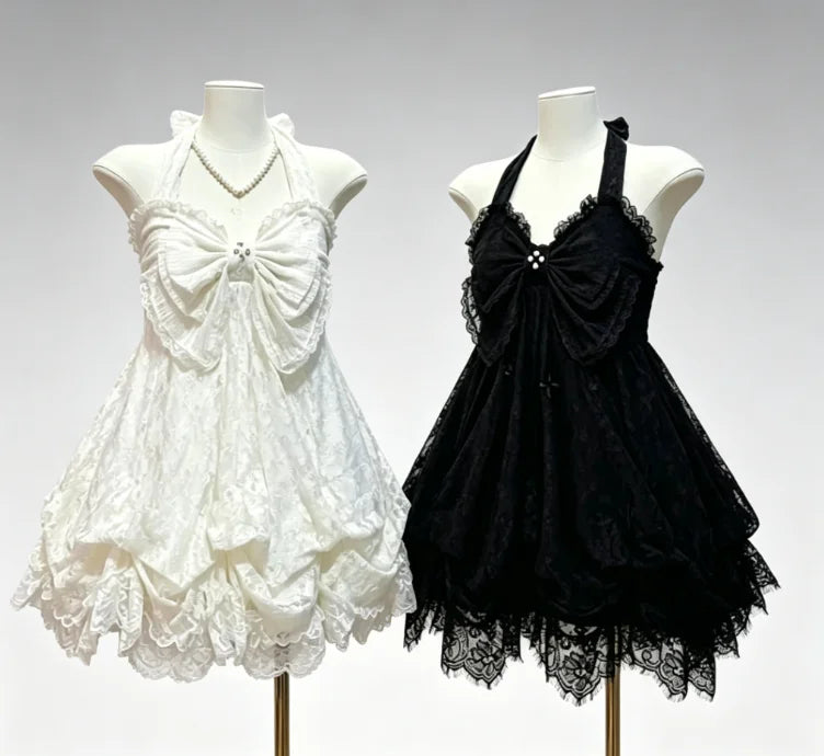 Gothic Retro Sweet Bud Mini Dress Women Harajuku Y2k Strap Dress Y2K Aesthetic Club Party Fashion Outfits