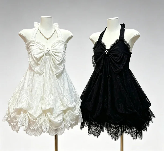 Gothic Retro Sweet Bud Mini Dress Women Harajuku Y2k Strap Dress Y2K Aesthetic Club Party Fashion Outfits