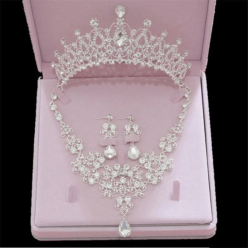 Bridal Crystal Jewellery Set | Tiara, Necklace & Drop Earrings | Braviixx