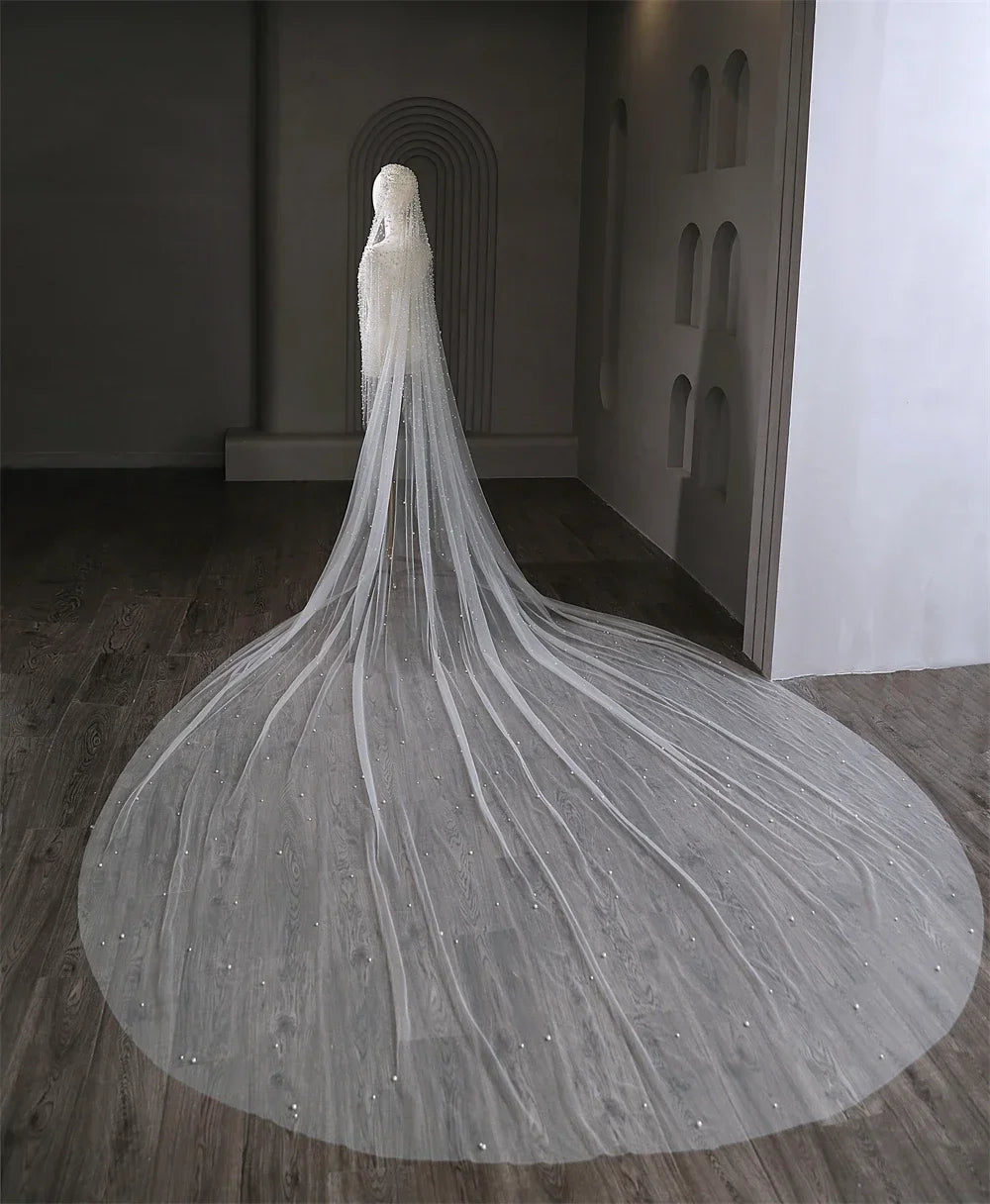 Pearl-Detail Bridal Veil | Single Tier with Comb | Braviixx