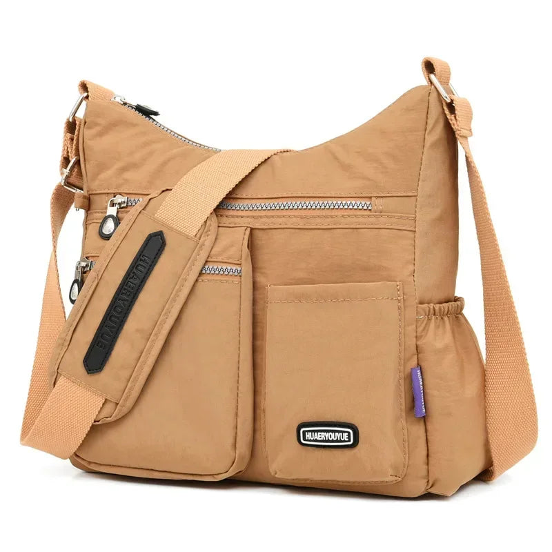 Multi-Pocket Nylon Crossbody Bag | Padded Adjustable Strap | Braviixx