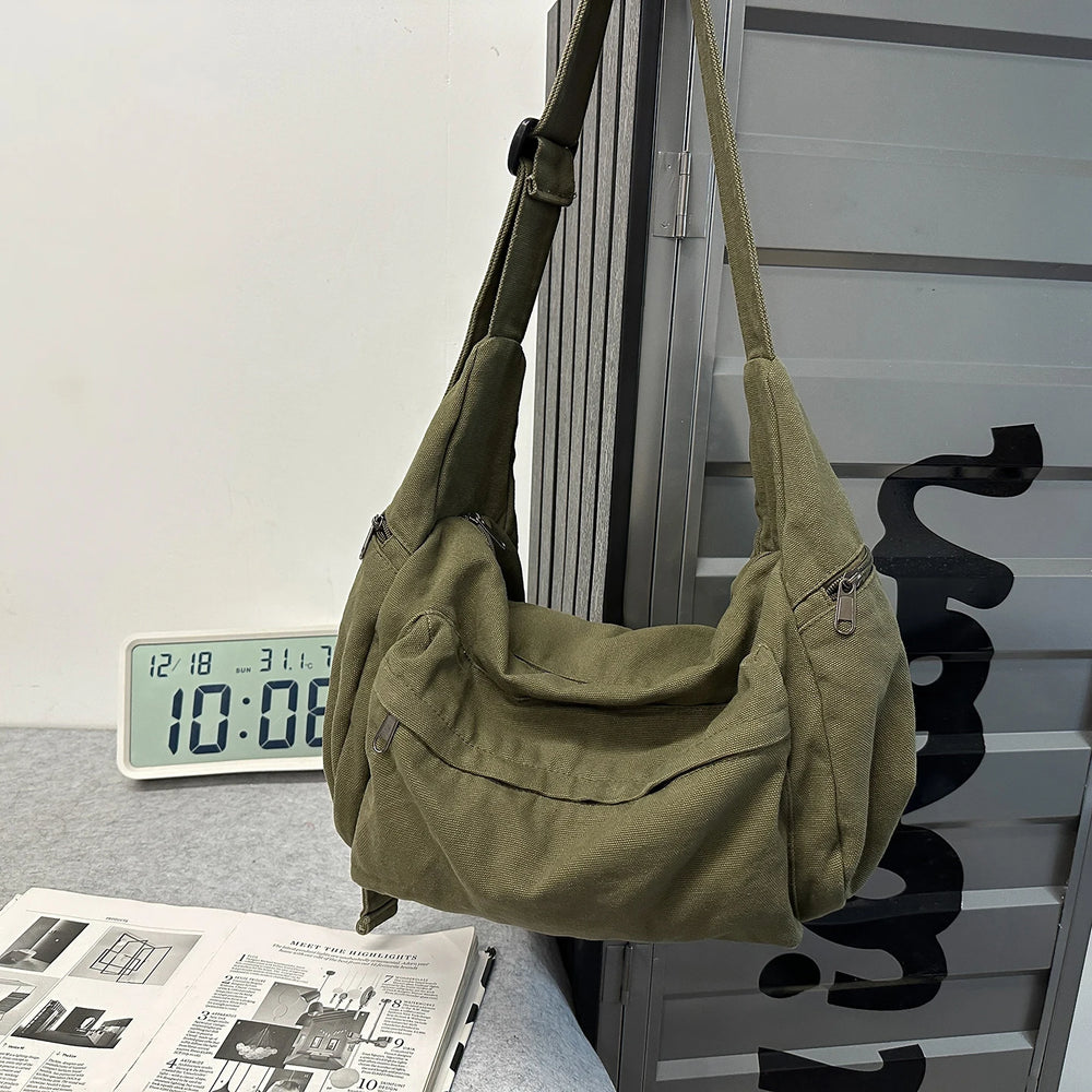 Canvas Shoulder & Crossbody Bag | Multi-Pocket & Adjustable Strap | Braviixx