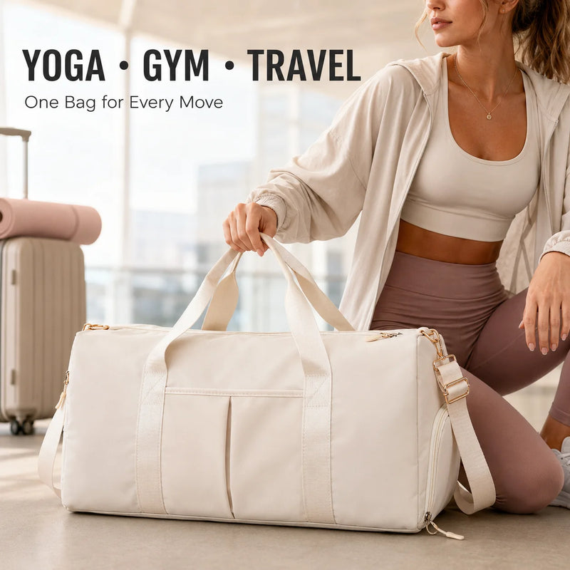 Women's Yoga & Travel Duffel Bag | Shoe Pocket & Luggage Sleeve | Braviixx