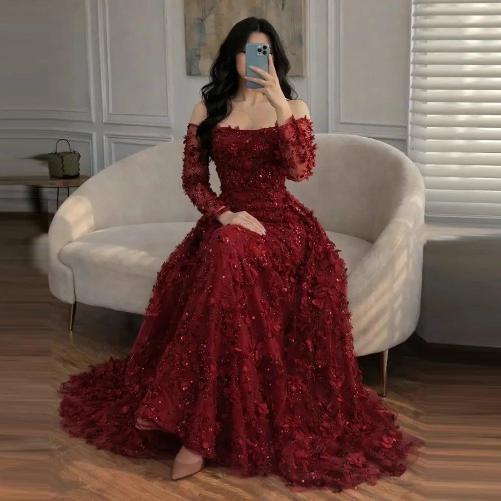 Off-Shoulder Mermaid Evening Dress | Floral Appliqué | Braviixx