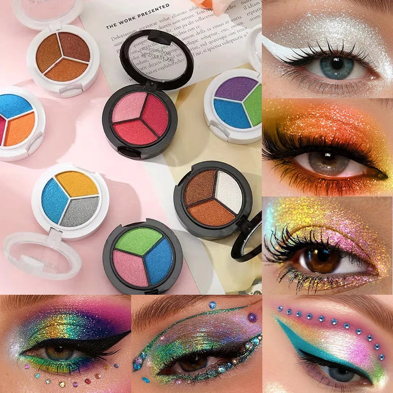 3 Colors Pearlescent Eyeshadow Palette Creamy Mousse Texture Earth Tones Nude Eye Shadow Waterproof Long Lasting for Daily Use