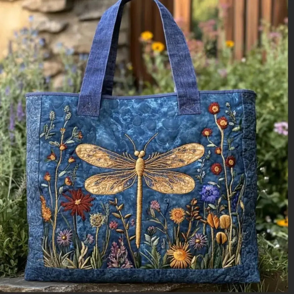 Vintage Printed Canvas Tote Bag | Large Capacity Quilted Handbag for Women