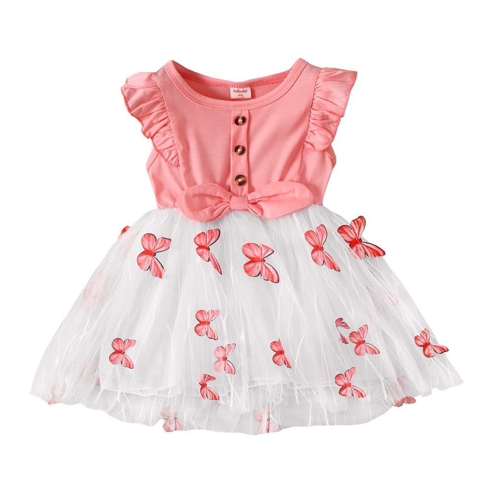 Baby Girls Butterfly Print Tulle Dress | Ruffle Bow Sundress | 12–18M to 4–5Y | Braviixx