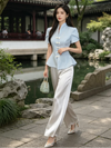 Women's Short Puff Sleeve Jackets Stand Collar Single Breasted Waist Cinching Blouse 2026 Spring Summer New Woman Streetwears