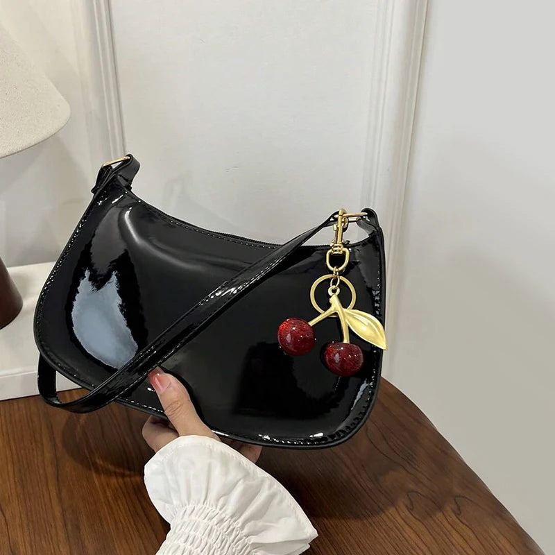 Glossy PU Shoulder Bag | Cherry Charm | Braviixx