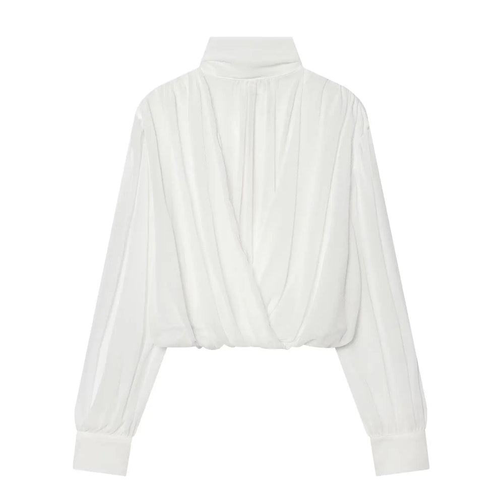 Women's 2026 New Perspective Shirts Tops Fashion Loose Long-Sleeved Elegant Spring Blouses Chic Youth Street Travel Blouses Tops