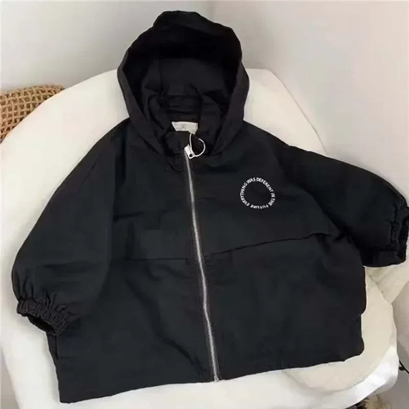 Kids’ Letter-Print Hooded Jacket | Braviixx