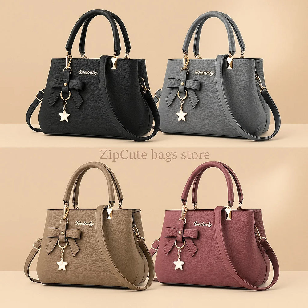 Women's Bow-Detail Handbag | Textured PU | Braviixx