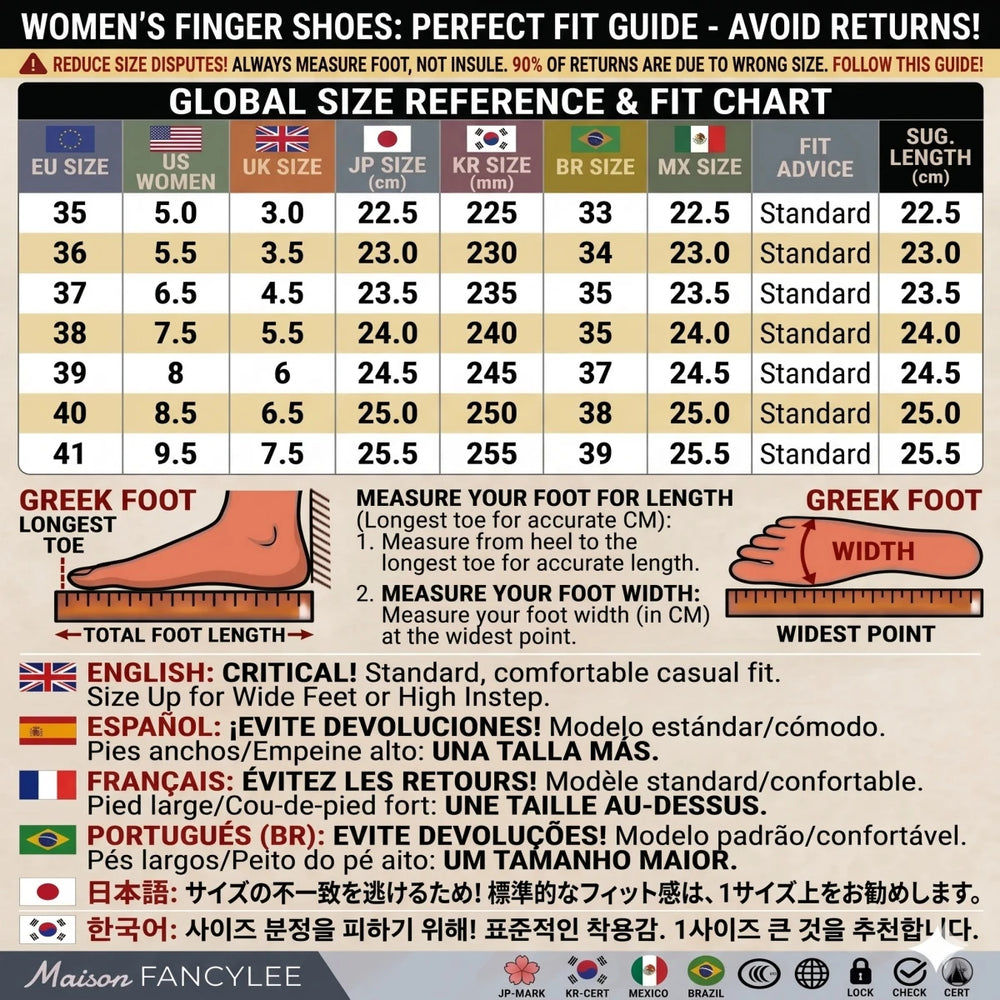 Five-Toe Flats | Cross-Strap Design & Rubber Sole | Braviixx