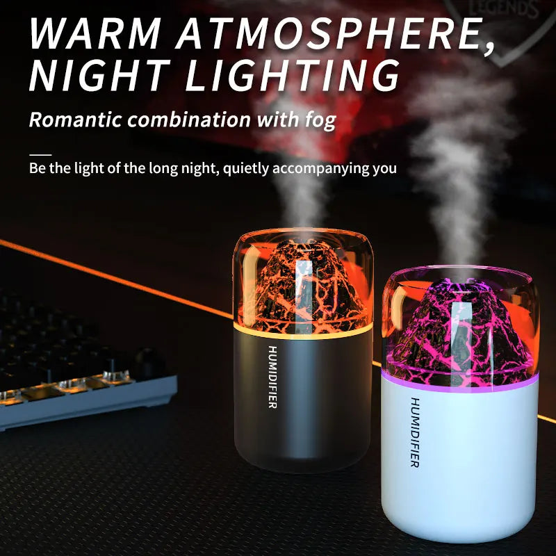 Volcano-Effect USB Humidifier | Colour Light & Scent Bundle Options | Braviixx