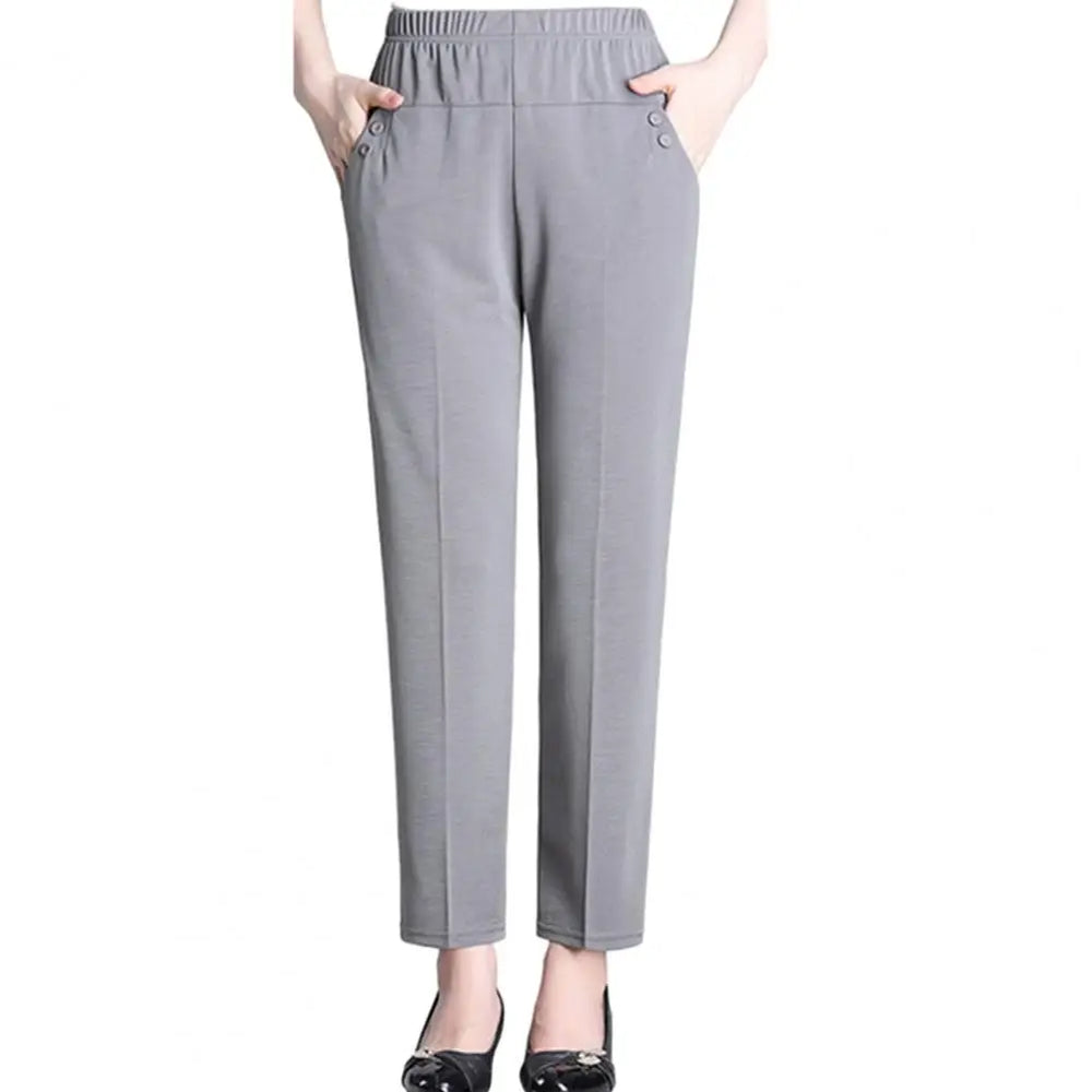 Women's High-Waist Straight-Leg Trousers | Elastic Waist & Pockets | Braviixx